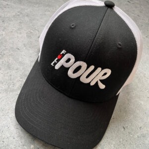 Full Pour Black and White Trucker Hat