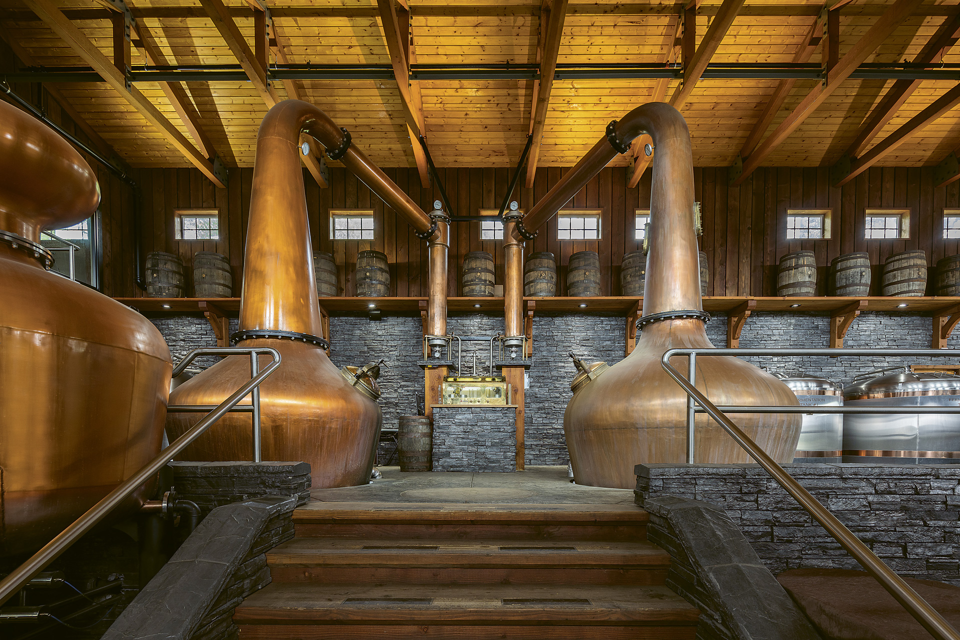 Copper stills at Shelter Point Distillery