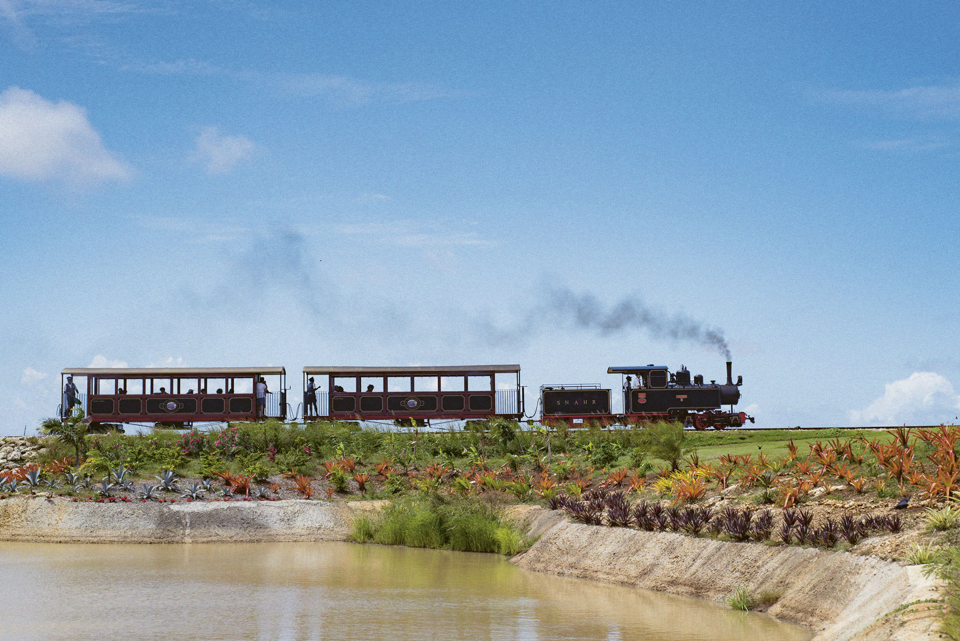 The train that goes around the St. Nicholas Abbey tour in Barbados.