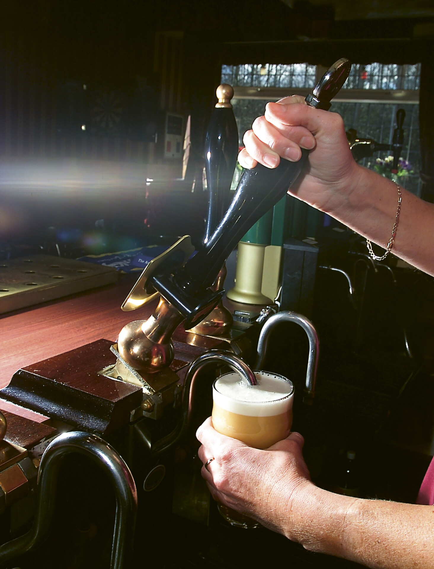 A cask ale being poured